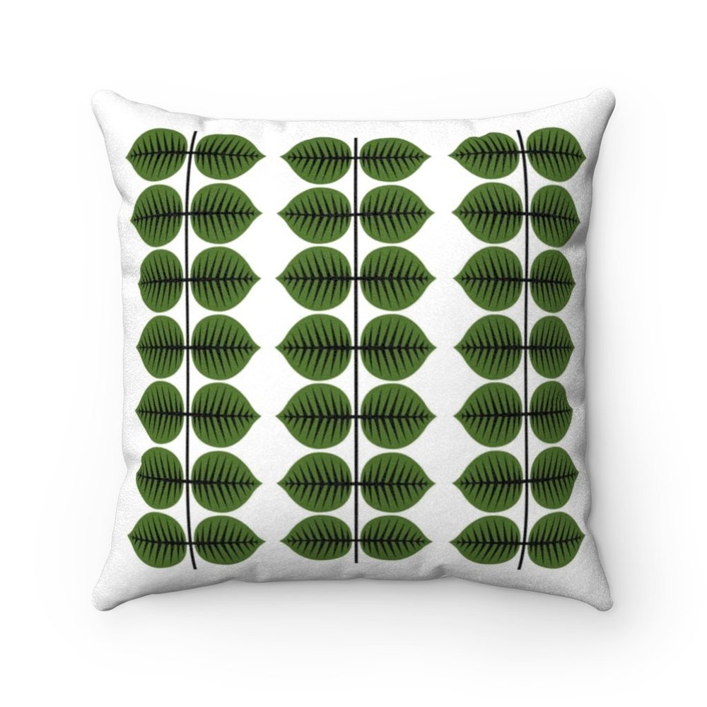 Retro Danish Modern Berså Mod Green  Scandinavian Throw Pillow